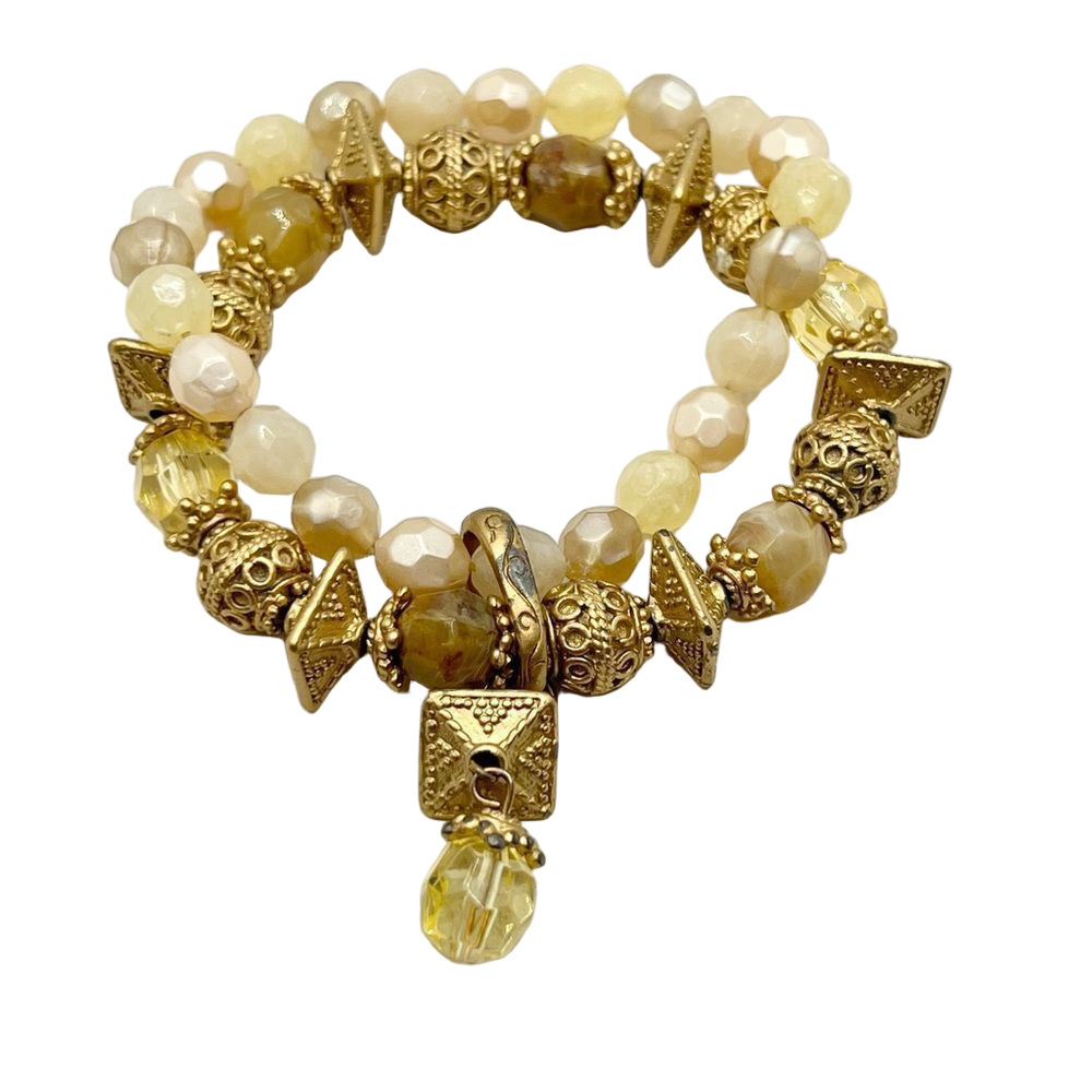 Beaded gold stretch bracelet